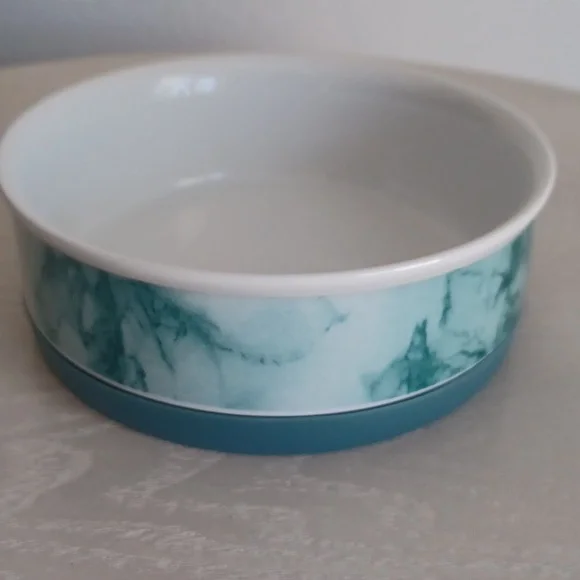 Bone Dry Ceramica NON SKID Marble Design Dog / Cat Bowl In Teal - Picture 6 of 11